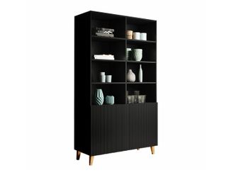 Mirjan24 Estanter&iacute;a Dicto I, Negro + Dorado, Con Puertas, Aglomerado Laminado, Mdf, N&uacute;mero De Puertas: 2, N&uacute;mero De Cajones: 0, 177x101x40cm