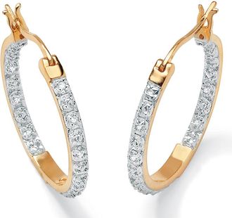 Palm Beach Jewelry 1/10 Cttw. Round Diamond Accented Hoop Earrings 14k Gold-plated Sterling Silver