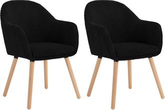 Woltu 2x Sillas De Comedor Sillas De Cocina Giratorias Con Patas De Metal Para Comedor. Asiento De Pana. Patas De Madera. Negro - Woltu