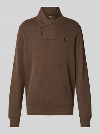 Polo Ralph Lauren Longsleeve mit Stehkragen in Mittelbraun, Gr&ouml;&szlig;e M