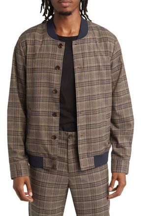 Scotch & Soda Vibrato Plaid Bomber Jacket in 6747-Camel Night Check at Nordstrom, Size Large