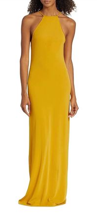 Nili Lotan Lucette Halter Dress In Mustard