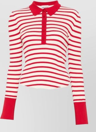 Semicouture striped ribbed long-sleeve polo shirt