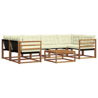 vidaXL Conjunto De Sof&aacute;s De Exterior Con Coj&iacute;n 7 Pcs Natural Y Crema Vidaxl