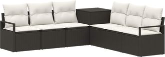 vidaXL Juego De Sof&aacute; 7 Uds. Negro Y Blanco Crema Vidaxl