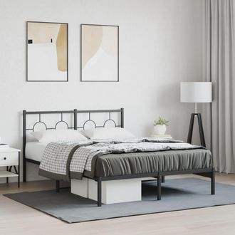 vidaXL Vidaxl - Estructura Cama Sin Colch&oacute;n Con Cabecero Metal Negro 140x190 Cm
