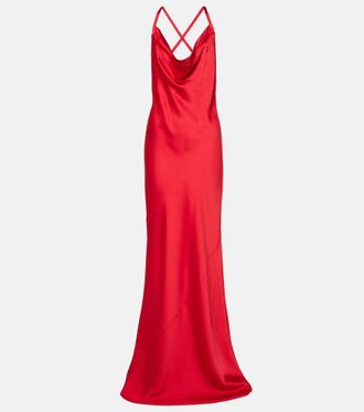 Norma Kamali Open-back satin gown
