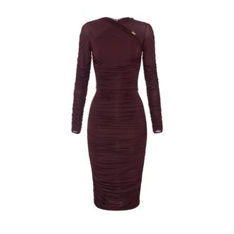 Elisabetta Franchi Jersey Jurk Met Drapering - Dames - Casual kleedjes - Rood - S - Kleedjes