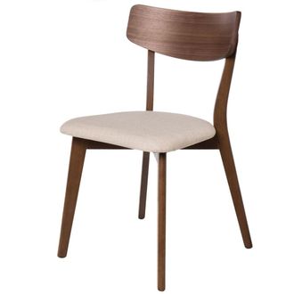 Koketto Home Silla de madera de nogal con asiento tapizado beige