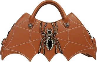 Generic Spider Web Purse, Gothic Halloween Crossbody Bag for Women, Bat Wing Shoulder Handbag, PU Leather Horror Novelty Bag, Goth Clutch for Costume Parties 
