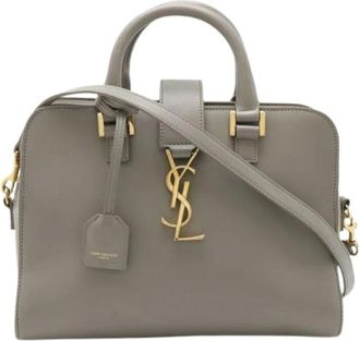 Saint Laurent Pre-owned Handbags, female, Gray, Size: ONE SIZE Pre-owned Leather Handbag