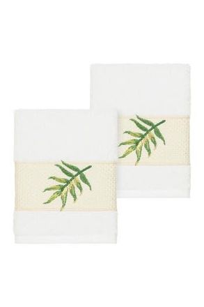 Linum Home Textiles Zoe Embellished Washcloth - Set of 2 - White at Nordstrom Rack