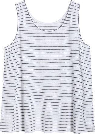 Eileen Fisher Stripe Organic Linen Tank in White/Black at Nordstrom, Size 2 X