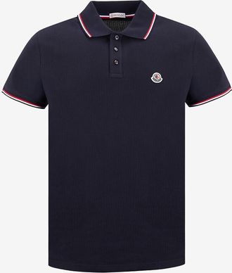 Moncler Slim-Fit-Polohemd mit Blau-Weiss-Roten Kontrasten