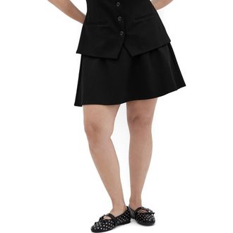 City Chic Peytonn A-Line Stretch Ponte Miniskirt in Black at Nordstrom, Size Xxl