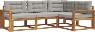 vidaXL Conjunto De Sof&aacute;s De Exterior 4 Uds. Gris Natural Y Claro Vidaxl