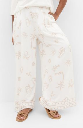 City Chic Alessia Wide Leg Pants in Stone Conversational at Nordstrom, Size 18W