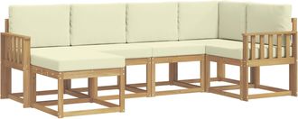 vidaXL Conjunto De Sof&aacute;s De Exterior 6 Uds. Blanco Y Crema Poli&eacute;ster Vidaxl