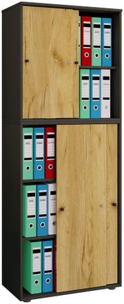 ebuy24 Armario De Oficina Vcm Con 5 Compartimentos Armario De Archivo Moderno Con Puertas Correderas Dimensiones Aprox. B. 70 X Al. 184 X T. 37 Cm - Comparti