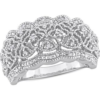 Delmar Sterling Silver Diamond Lace Band Ring - 0.018ct in White at Nordstrom Rack, Size 6