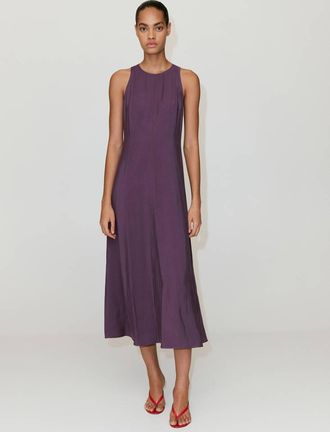 Mango Vestito svasato dettaglio cuciture viola - Donna - XL - MANGO