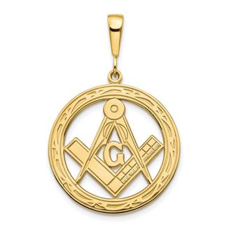Diamond2Deal 10k Yellow Gold Polished Textured Masonic Symbol Pendant