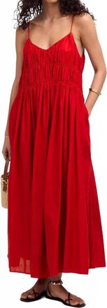 Madewell Textured V-Neck Midi Dress In Festival Red