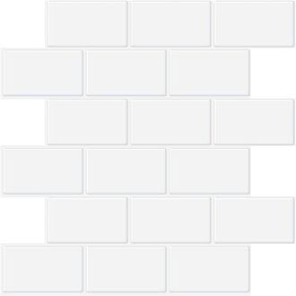 OEM Revestimiento Adhesivo Para Cocina Y Ba&ntilde;o, Efecto Azulejo Blanco, Adhesivo De Pvc 3d Impermeable, 4 Piezas (blanco, 5 L&aacute;minas) -crezuo
