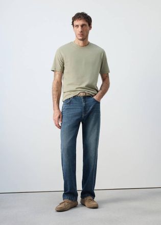 Mango Maglietta slim-fit 100% cotone verde menta - Uomo - M - MANGO MAN