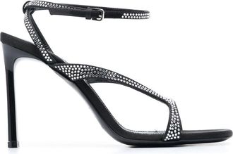 Sergio Rossi Sr Aracne 100mm crystal-embellished sandals - women - Silk - 39.5 - Black