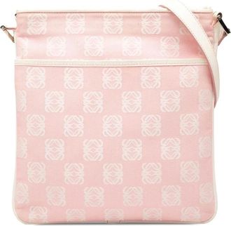 Loewe Pre-owned Cross Body Bags, female, Pink, Size: ONE SIZE Pre-owned Printed Canvas Shoulder Bag