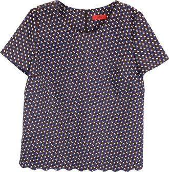 HUGO BOSS Hugo by Hugo Boss Short Sleeve Scalloped Top in Multicolor Cotton