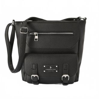 London Fog Womens Stacey Multi Compartment Bucket Bag In Black