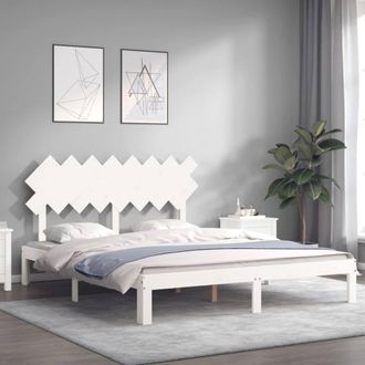 Berkfield Home Beautiful Bed Frame with Headboard White 160x200 cm Solid Wood