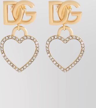 Dolce & Gabbana crystal-embellished heart logo stud earrings