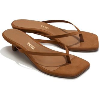 Tkees Julia Kitten Heel Flip Flop in Camel Suede at Nordstrom, Size 11
