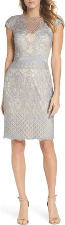 Tadashi Shoji Lace Sheath Dress in Pewter/petal at Nordstrom, Size 2
