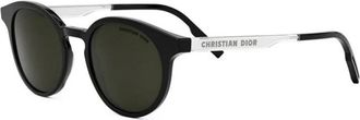 Dior Tag R1I Zonnebril met Rond Montuur - unisex - Zonnebrillen - Zwart - 49 MM - Accessoires