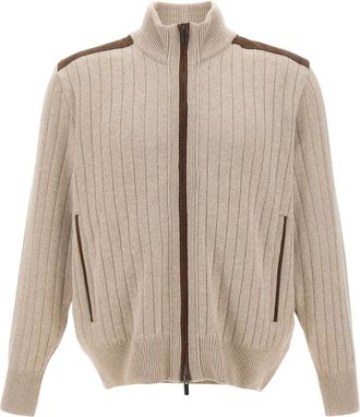 Paul & Shark Wol en kasjmier vest met volledige rits - Heren - Vesten - Beige - L - Wol - Truien & Vesten