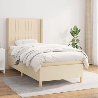 vidaXL Cama Box Spring Con Colch&oacute;n Tela Color Crema 100x200 Cm Vidaxl