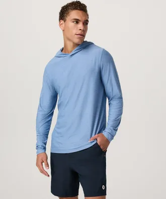 Vuori Clothing Strato Tech Hoodie | Isle Blue Heather | XS, Size Extra Small