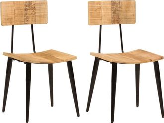 vidaXL Vidaxl - Sillas De Comedor 2 Uds Madera Maciza De Mango 44x40x80 Cm