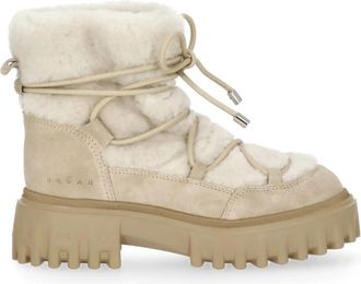 Hogan H700 Enkellaarsjes - Dames - Winterlaarzen - Beige - 41 EU - Leer - Schoenen