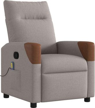 vidaXL Sillón de masaje reclinable de tela gris taupé Vidaxl