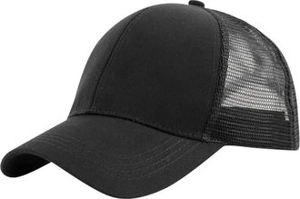 Generic Unisex Solid Mesh Ponycap Ponytail Hole Baseball Cap Trucker Cap Low Profile Simple Outdoor Daily Jogging Tennis Black One Size