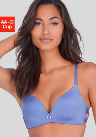 Lascana Bralette-BH LASCANA Maria, Damen, Gr. 70, Cup B, blau, pink, Microtouch, Obermaterial: 73% Polyamid, 18% Polyester, 9% Elasthan, BHs Bralette-BH, mit 