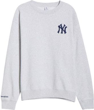 Sporty & Rich Gender Inclusive Heritage Yankees Serif Fleece Sweatshirt in Heather Gray at Nordstrom, Size X-Small
