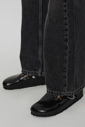 Birkenstock Boston Rivet Border Small Slides, Womens, Black