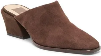 Dolce Vita Leyton Square Toe Mule in Dark Brown Suede at Nordstrom, Size 7.5