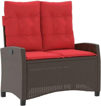 vidaXL Sill&oacute;n Reclinable De Jard&iacute;n Con Cojines Rat&aacute;n Sint&eacute;tico Marr&oacute;n Vidaxl